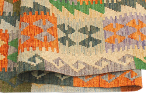 handmade Geometric Kilim Rust Blue Hand-Woven RECTANGLE 100% WOOL area rug 5x6