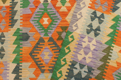 handmade Geometric Kilim Rust Blue Hand-Woven RECTANGLE 100% WOOL area rug 5x6