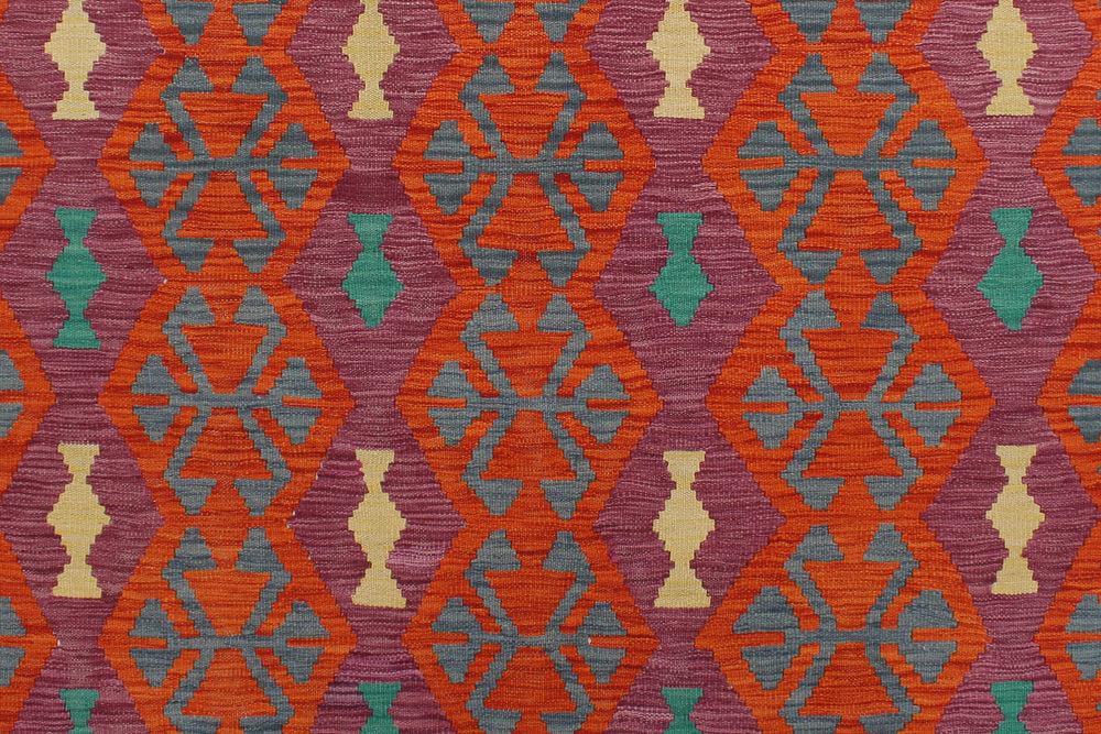 handmade Geometric Kilim Rust Beige Hand-Woven RECTANGLE 100% WOOL area rug 6 x 8