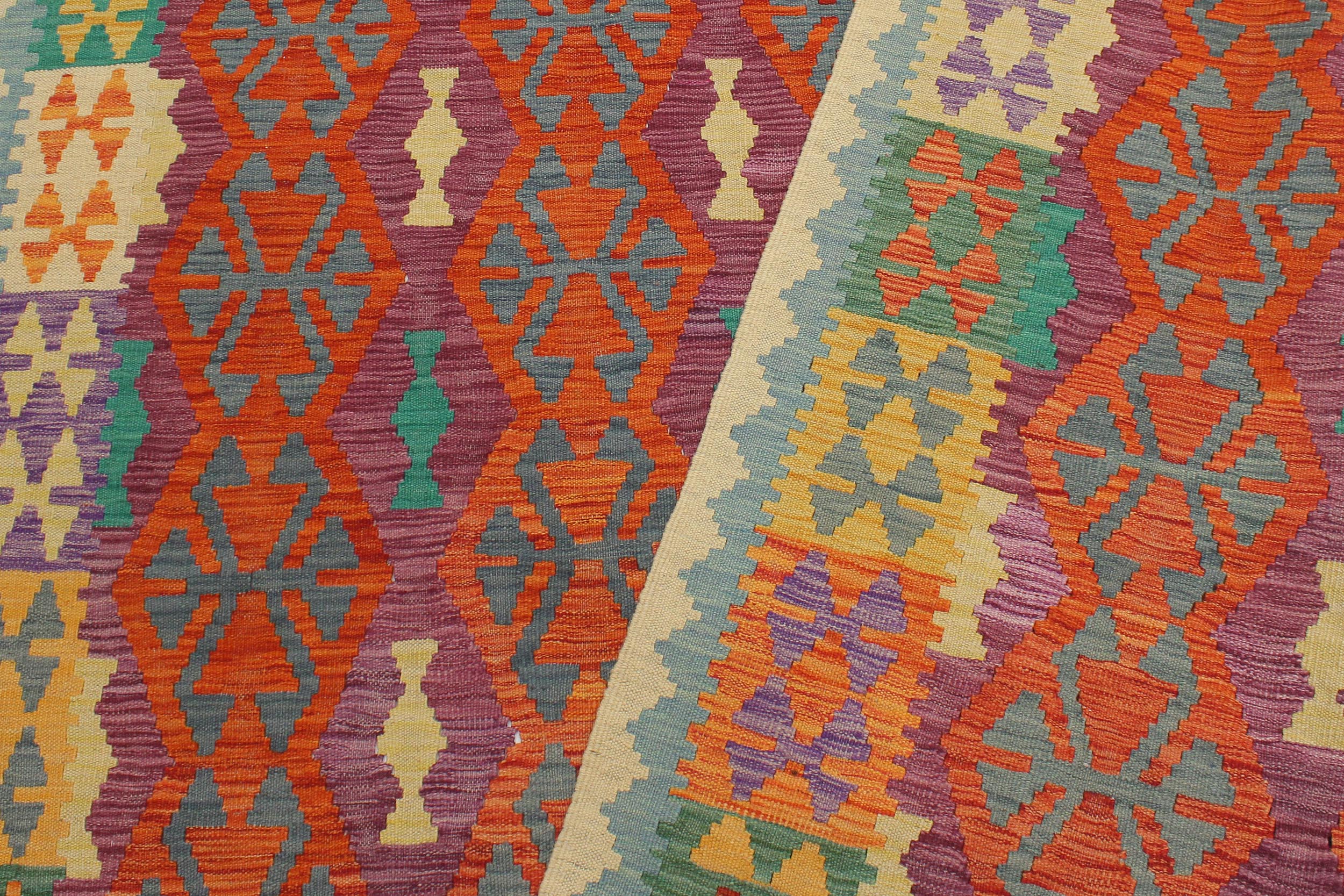handmade Geometric Kilim Rust Beige Hand-Woven RECTANGLE 100% WOOL area rug 6 x 8