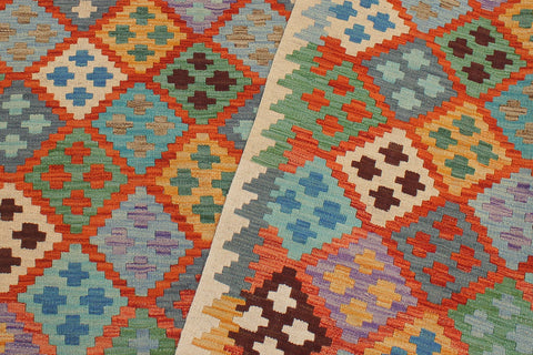 handmade Geometric Kilim Rust Beige Hand-Woven RECTANGLE 100% WOOL area rug 6 x 8