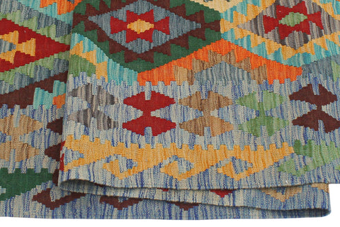 handmade Geometric Kilim Red Blue Hand-Woven RECTANGLE 100% WOOL area rug 6 x 8