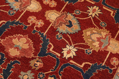 handmade Transitional Lahore Drk. Red Blue Hand Knotted RECTANGLE 100% WOOL area rug 10' x 14'