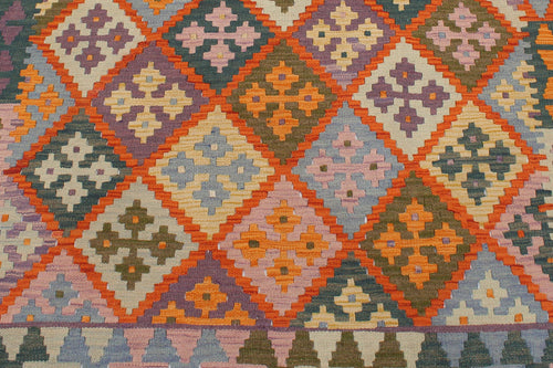 handmade Geometric Kilim Rust Beige Hand-Woven RECTANGLE 100% WOOL area rug 4 x 5