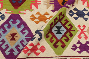 handmade Geometric Kilim Beige Red Hand-Woven RECTANGLE 100% WOOL area rug 6 x 8