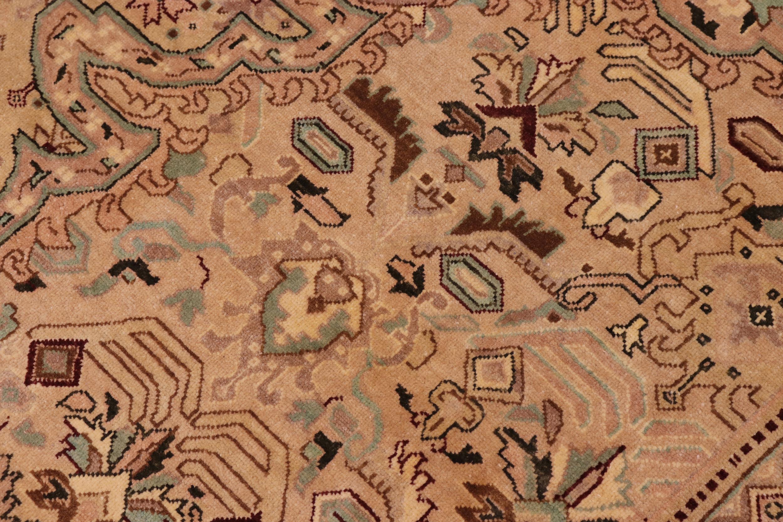 handmade Traditional  Tan Gold Hand Knotted RECTANGLE 100% WOOL area rug 10' x 14'