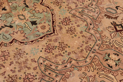 handmade Traditional  Tan Gold Hand Knotted RECTANGLE 100% WOOL area rug 10' x 14'