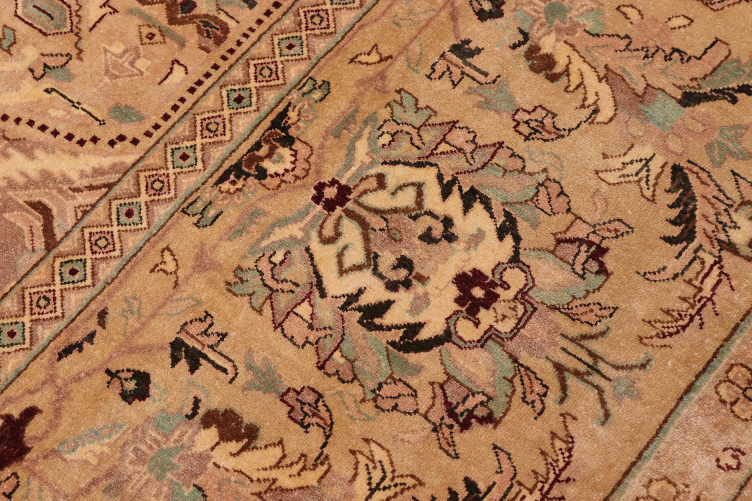 handmade Traditional  Tan Gold Hand Knotted RECTANGLE 100% WOOL area rug 10' x 14'