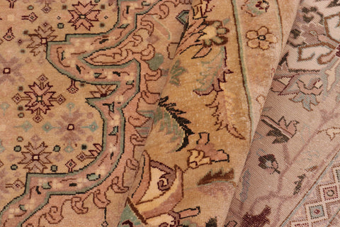 handmade Traditional  Tan Gold Hand Knotted RECTANGLE 100% WOOL area rug 10' x 14'