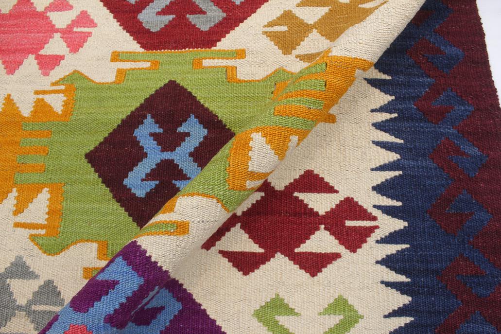 Flat Weave Kilim Antique Navaho Vintage handmade Geometric Kilim Beige Red Hand-Woven Rectangle 100% Wool Area Rug 4x5 