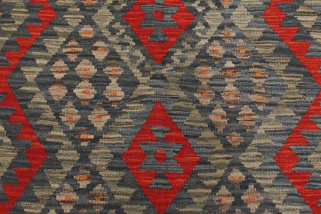 Flat Weave Kilim Antique Navaho Vintage handmade Geometric Kilim Charcoal Red Hand-Woven Rectangle 100% Wool Area Rug 4x6 