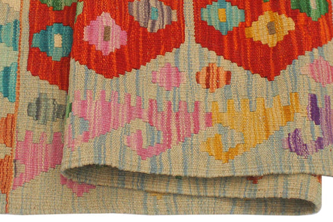 handmade Geometric Kilim Blue Rust Hand-Woven RECTANGLE 100% WOOL area rug 3 x 5