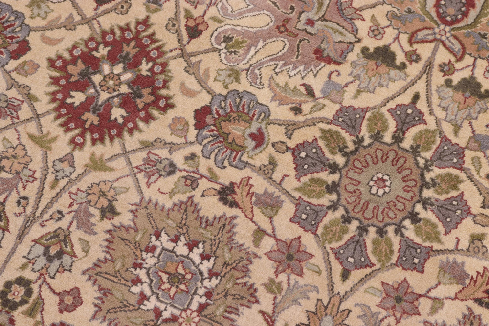 handmade Transitional Tabriz Gold Green Hand Knotted RECTANGLE 100% WOOL area rug 10x14
