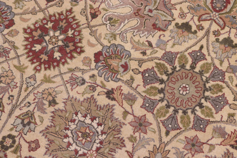 handmade Transitional Tabriz Gold Green Hand Knotted RECTANGLE 100% WOOL area rug 10x14