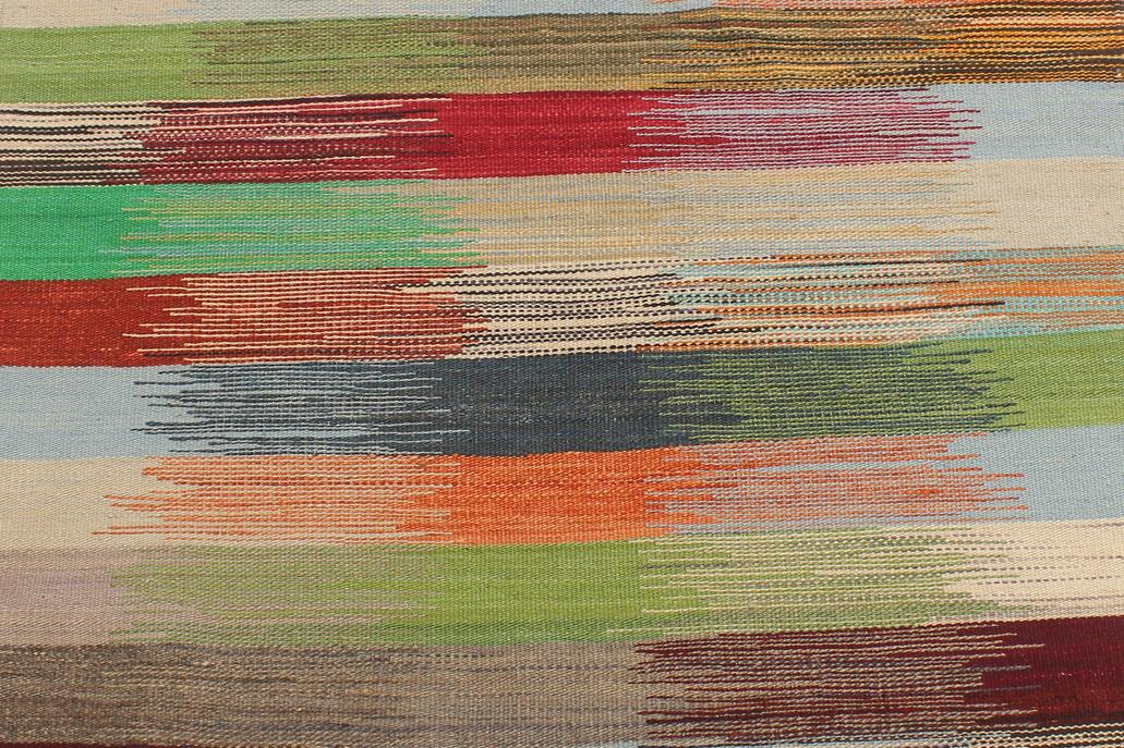 Flat Weave Kilim Antique Navaho Vintage handmade Modern Kilim Blue Gray Hand-Woven Rectangle 100% Wool Area Rug 3x4 