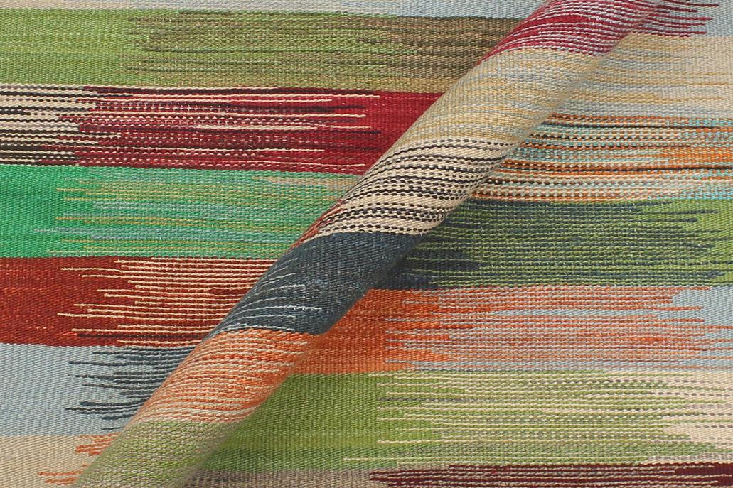 Flat Weave Kilim Antique Navaho Vintage handmade Modern Kilim Blue Gray Hand-Woven Rectangle 100% Wool Area Rug 3x4 