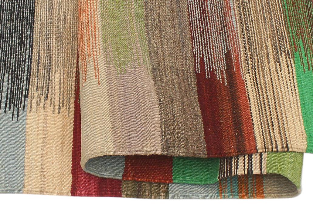 Flat Weave Kilim Antique Navaho Vintage handmade Modern Kilim Blue Gray Hand-Woven Rectangle 100% Wool Area Rug 3x4 