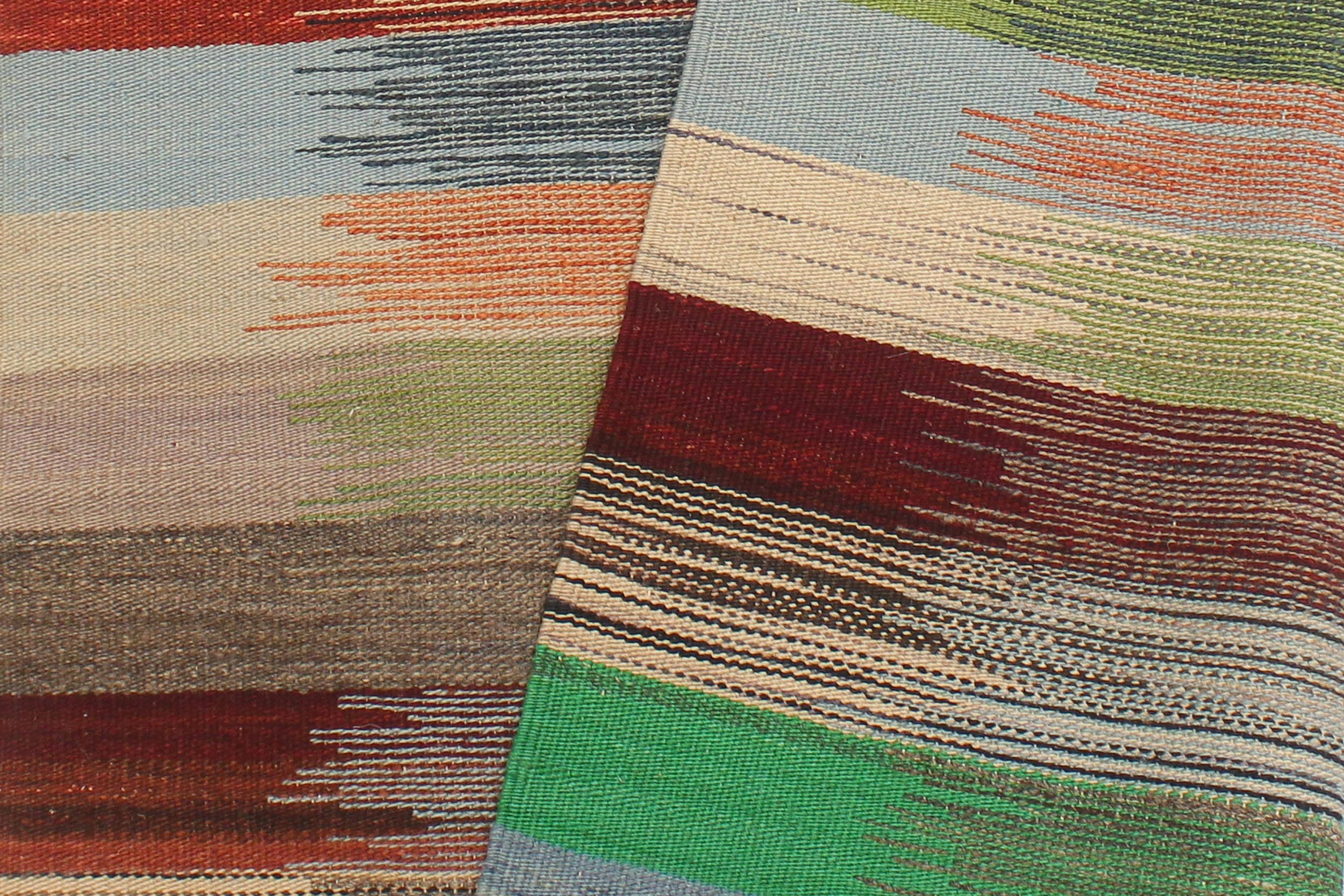 handmade Modern Kilim Blue Gray Hand-Woven RECTANGLE 100% WOOL area rug 3x4
