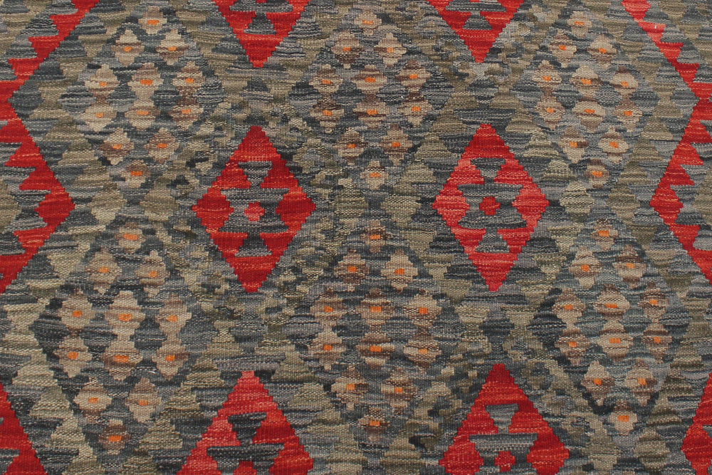 handmade Geometric Kilim Charcoal Red Hand-Woven RECTANGLE 100% WOOL area rug 5 x 7