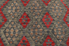 handmade Geometric Kilim Charcoal Red Hand-Woven RECTANGLE 100% WOOL area rug 5 x 7