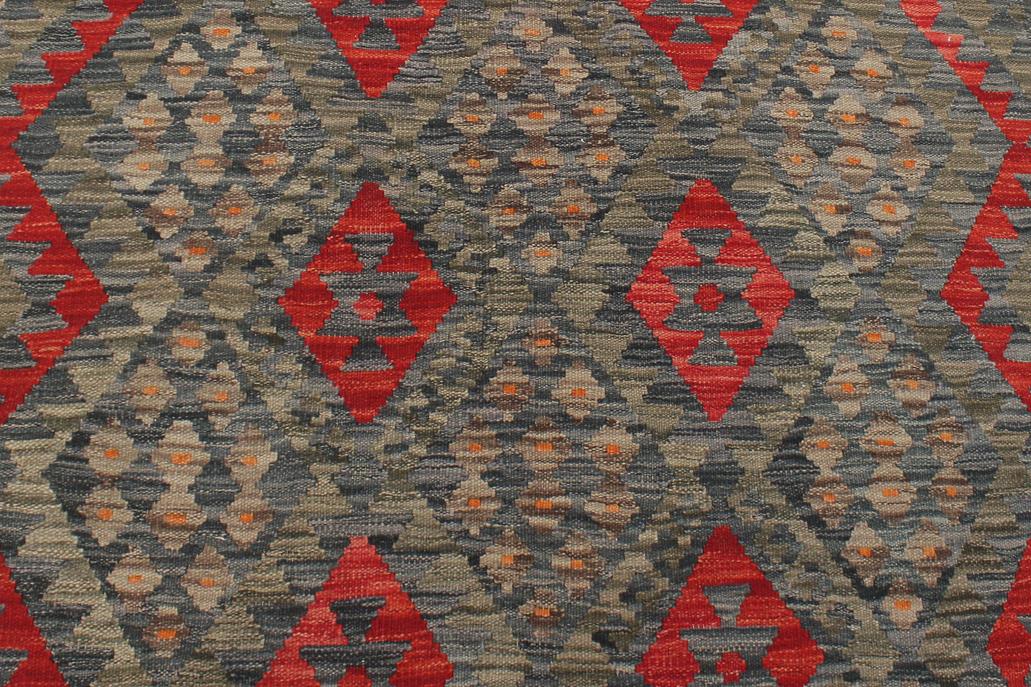 Flat Weave Kilim Antique Navaho Vintage handmade Geometric Kilim Charcoal Red Hand-Woven Rectangle 100% Wool Area Rug 5x7 