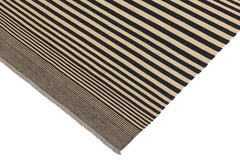 handmade Modern Kilim Beige Black Hand-Woven RECTANGLE 100% WOOL area rug 6' x 8'