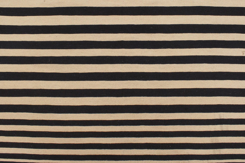 handmade Modern Kilim Beige Black Hand-Woven RECTANGLE 100% WOOL area rug 6' x 8'