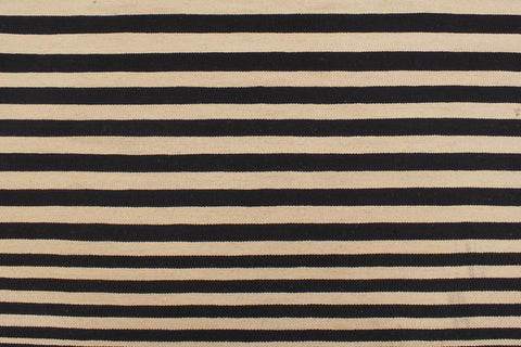 handmade Modern Kilim Beige Black Hand-Woven RECTANGLE 100% WOOL area rug 6' x 8'