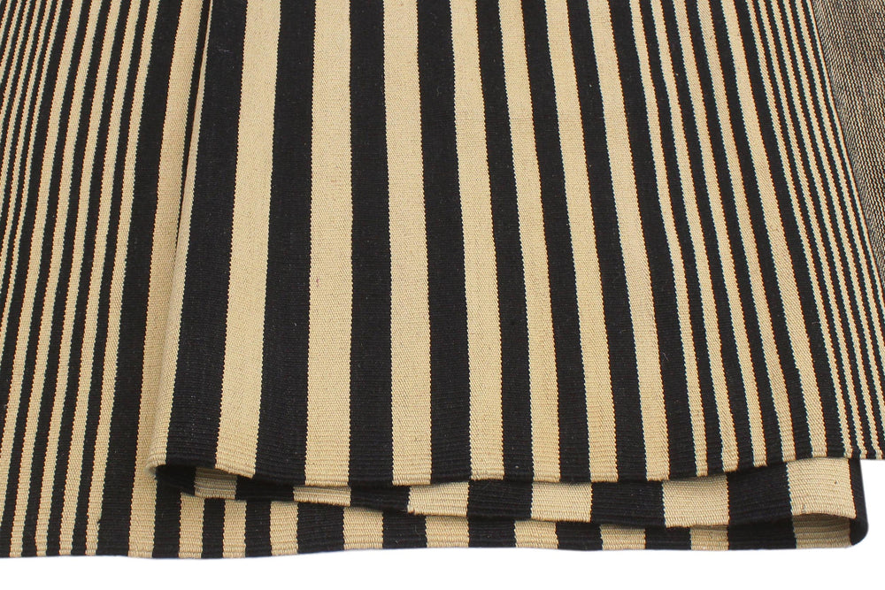 handmade Modern Kilim Beige Black Hand-Woven RECTANGLE 100% WOOL area rug 6' x 8'