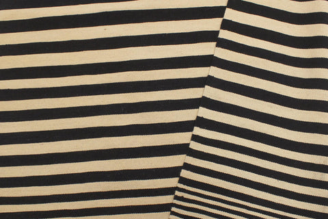 handmade Modern Kilim Beige Black Hand-Woven RECTANGLE 100% WOOL area rug 6' x 8'