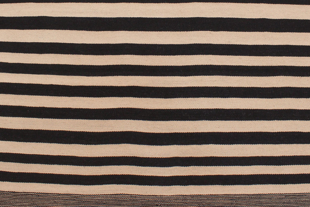 handmade Modern Kilim Beige Black Hand-Woven RECTANGLE 100% WOOL area rug 6' x 8'