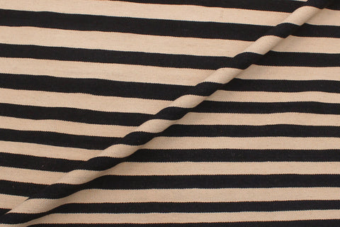 handmade Modern Kilim Beige Black Hand-Woven RECTANGLE 100% WOOL area rug 6' x 8'