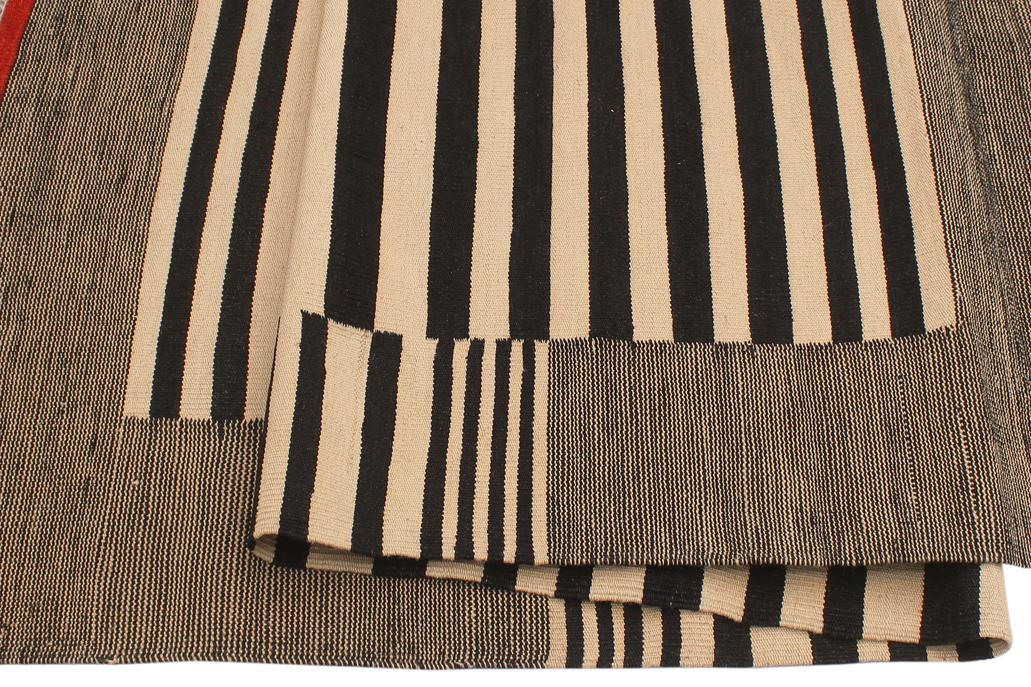 Flat Weave Kilim Antique Navaho Vintage handmade Modern Kilim Beige Black Hand-Woven Rectangle 100% Wool Area Rug 6x8 