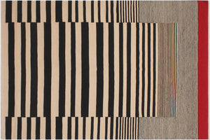handmade Modern Kilim Beige Black Hand-Woven RECTANGLE 100% WOOL area rug 6x8