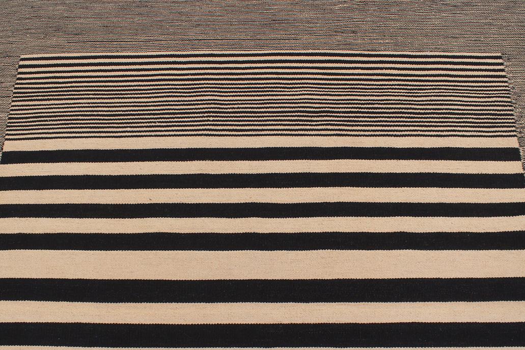 Flat Weave Kilim Antique Navaho Vintage handmade Modern Kilim Beige Black Hand-Woven Rectangle 100% Wool Area Rug 6x8 