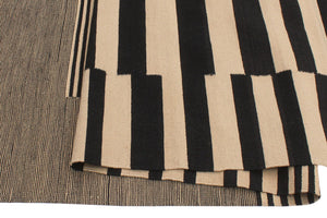 handmade Modern Kilim Beige Black Hand-Woven RECTANGLE 100% WOOL area rug 6x8