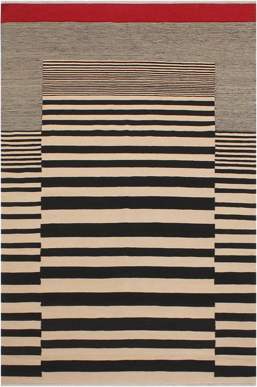 Flat Weave Kilim Antique Navaho Vintage handmade Modern Kilim Beige Black Hand-Woven Rectangle 100% Wool Area Rug 6x8 
