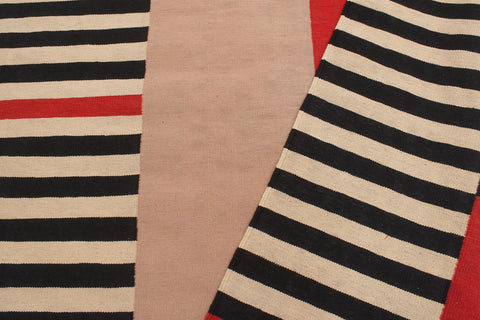 handmade Modern Kilim Beige Black Hand-Woven RECTANGLE 100% WOOL area rug 6x8