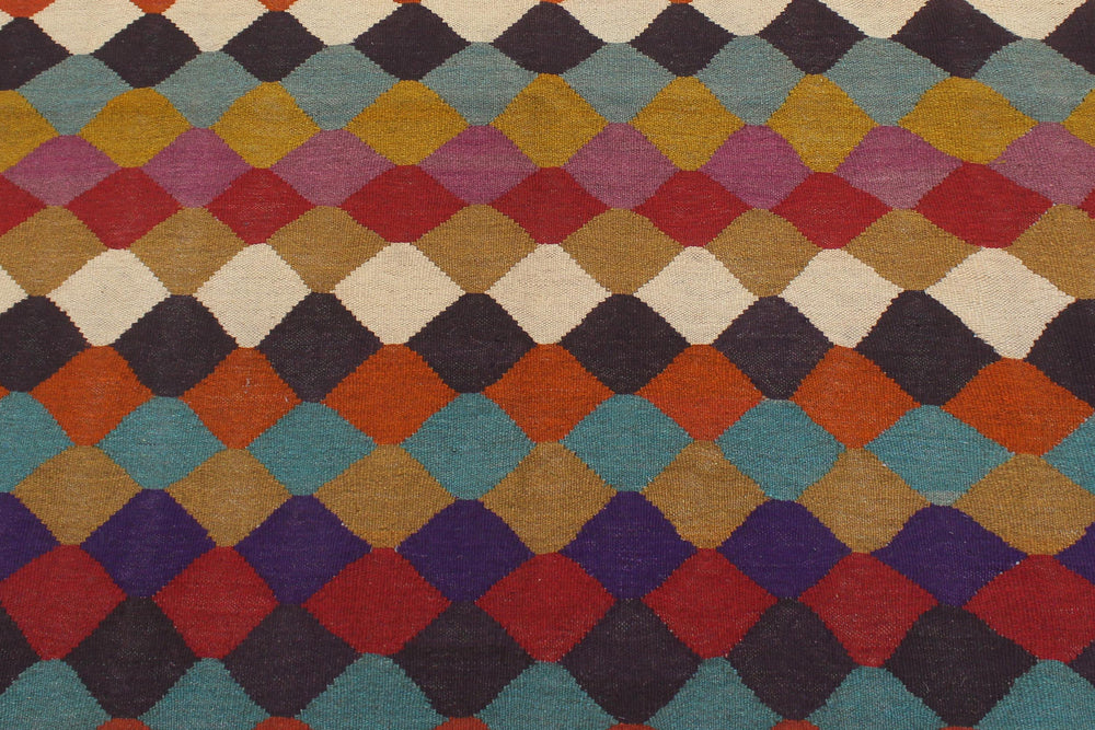 handmade Modern Kilim Blue Beige Hand-Woven RECTANGLE 100% WOOL area rug 6x8