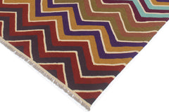 handmade Modern Kilim Blue Beige Hand-Woven RECTANGLE 100% WOOL area rug 5x7