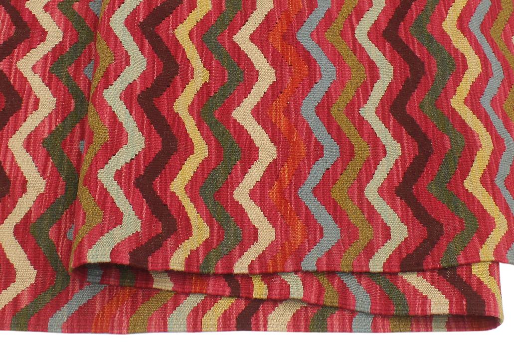 Flat Weave Kilim Antique Navaho Vintage handmade Modern Kilim Pink Gold Hand-Woven Rectangle 100% Wool Area Rug 5x7 