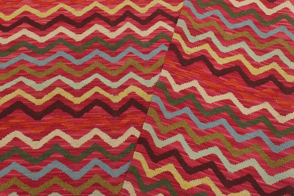 Flat Weave Kilim Antique Navaho Vintage handmade Modern Kilim Pink Gold Hand-Woven Rectangle 100% Wool Area Rug 5x7 