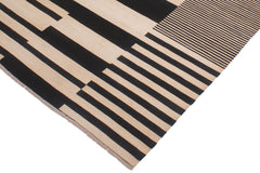 handmade Modern Kilim Ivory Black Hand-Woven RECTANGLE 100% WOOL area rug 6' x 8'