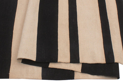 handmade Modern Kilim Ivory Black Hand-Woven RECTANGLE 100% WOOL area rug 6' x 8'