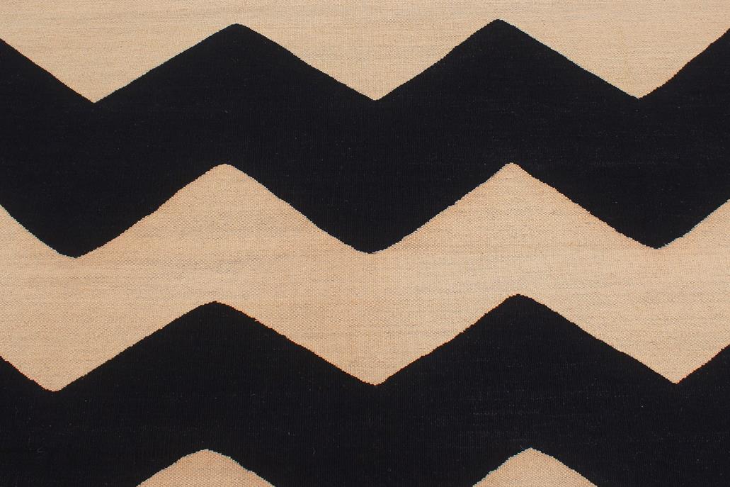 Flat Weave Kilim Antique Navaho Vintage handmade Modern Kilim Beige Black Hand-Woven Rectangle 100% Wool Area Rug 6x8 