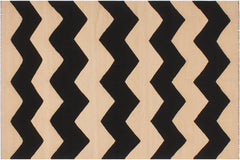 handmade Modern Kilim Beige Black Hand-Woven RECTANGLE 100% WOOL area rug 6' x 8'