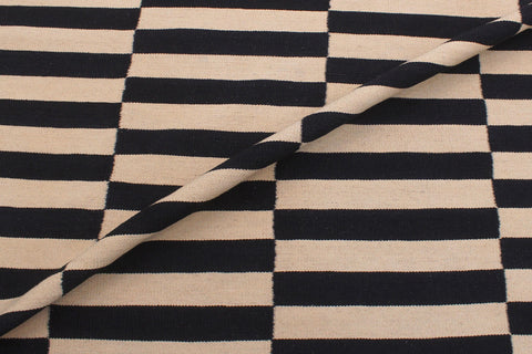 handmade Modern Kilim Beige Black Hand-Woven RECTANGLE 100% WOOL area rug 6' x 8'