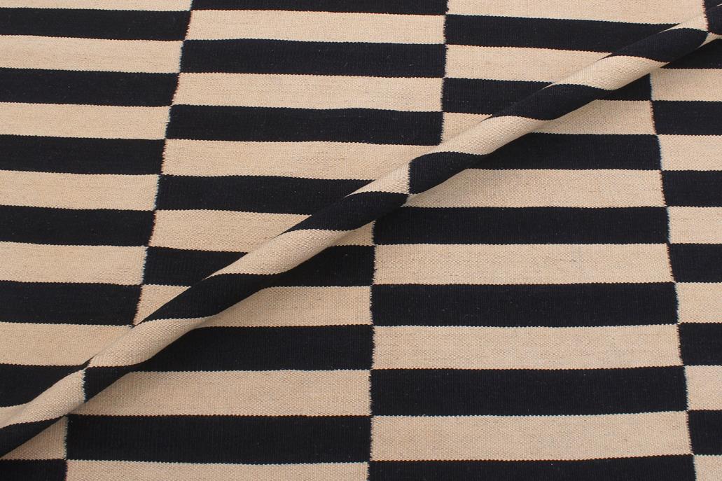 Flat Weave Kilim Antique Navaho Vintage handmade Modern Kilim Beige Black Hand-Woven Rectangle 100% Wool Area Rug 6x8 