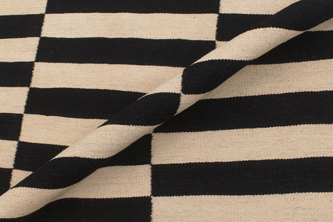 handmade Modern Kilim Beige Black Hand-Woven RECTANGLE 100% WOOL area rug 6' x 8'