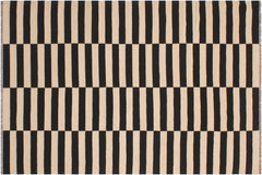 handmade Modern Kilim Beige Black Hand-Woven RECTANGLE 100% WOOL area rug 6' x 8'